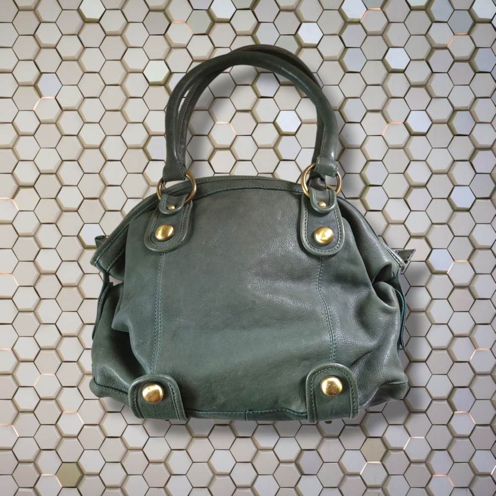 CNP | Large Rustic Olive Green Chunky Leather Slouchy Satchel Bag